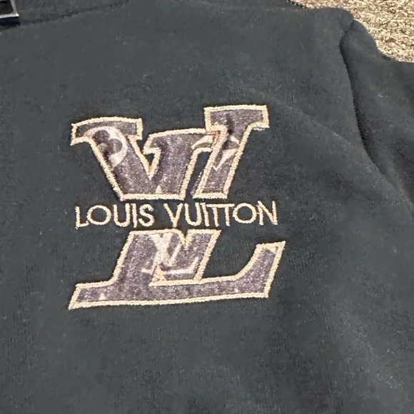 EUC Boys M  Louis Vuitton Black Brown tracksuit Hoodie pull over Sweatpants Set - Picture 3 of 12